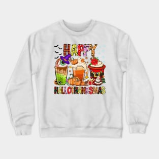 Coffee Halloween Thanksgiving Christmas Happy Hallothanksmas T-Shirt Crewneck Sweatshirt